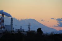 【６丁目のＦさん】夕焼け空と富士山と飛行機